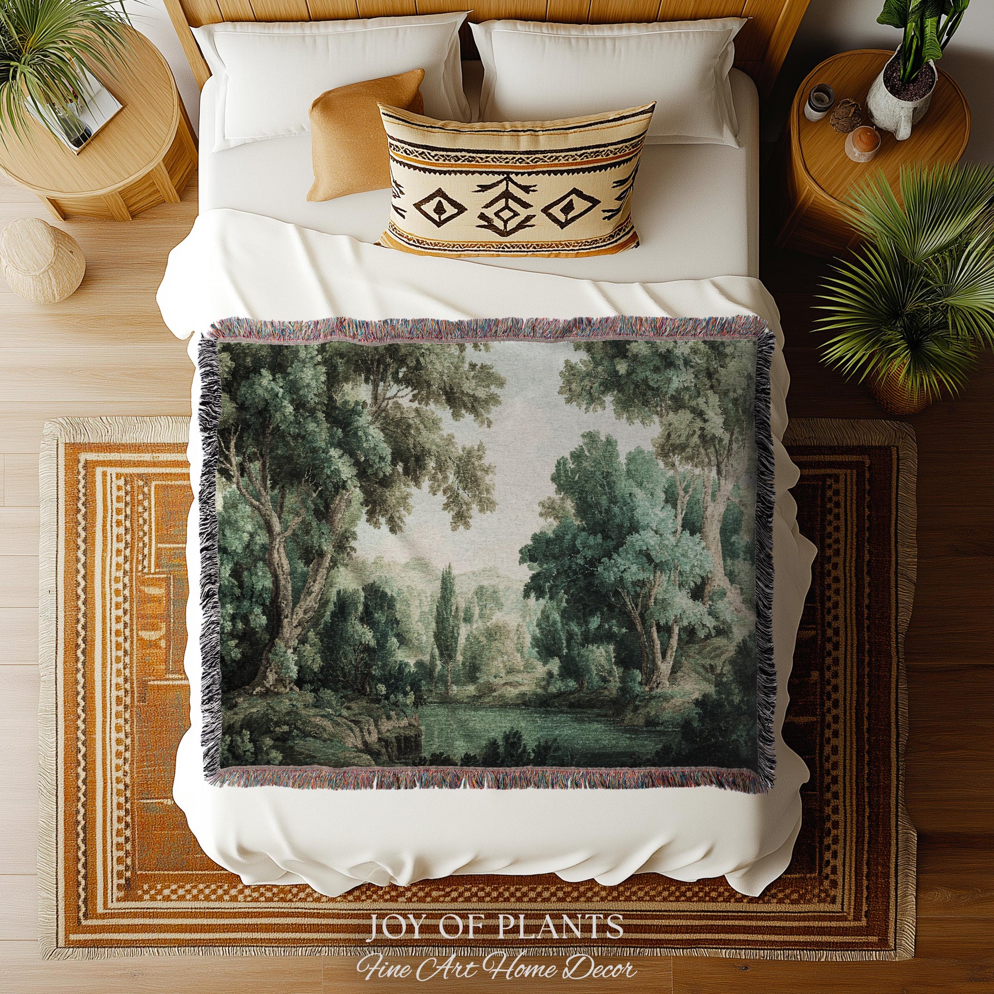 Muted Landscape Classical Verdure Wall Art | Timeless Vintage European Realism Grandmillenial Tapestry Heritage Jacquard Throw Victorian