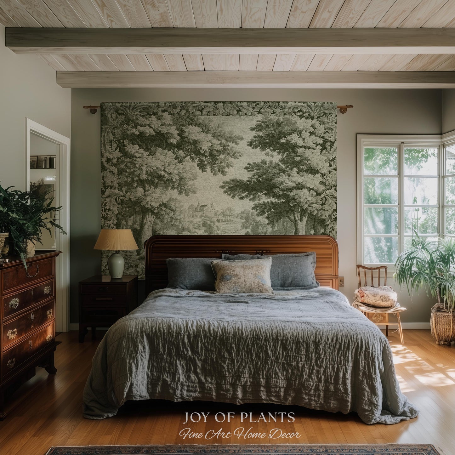 Country Clearing Aubusson Style Tapestry | European Manor Romantic Landscape Jacquard Woven Wall Textile Verdure Soft Pastoral Traditional
