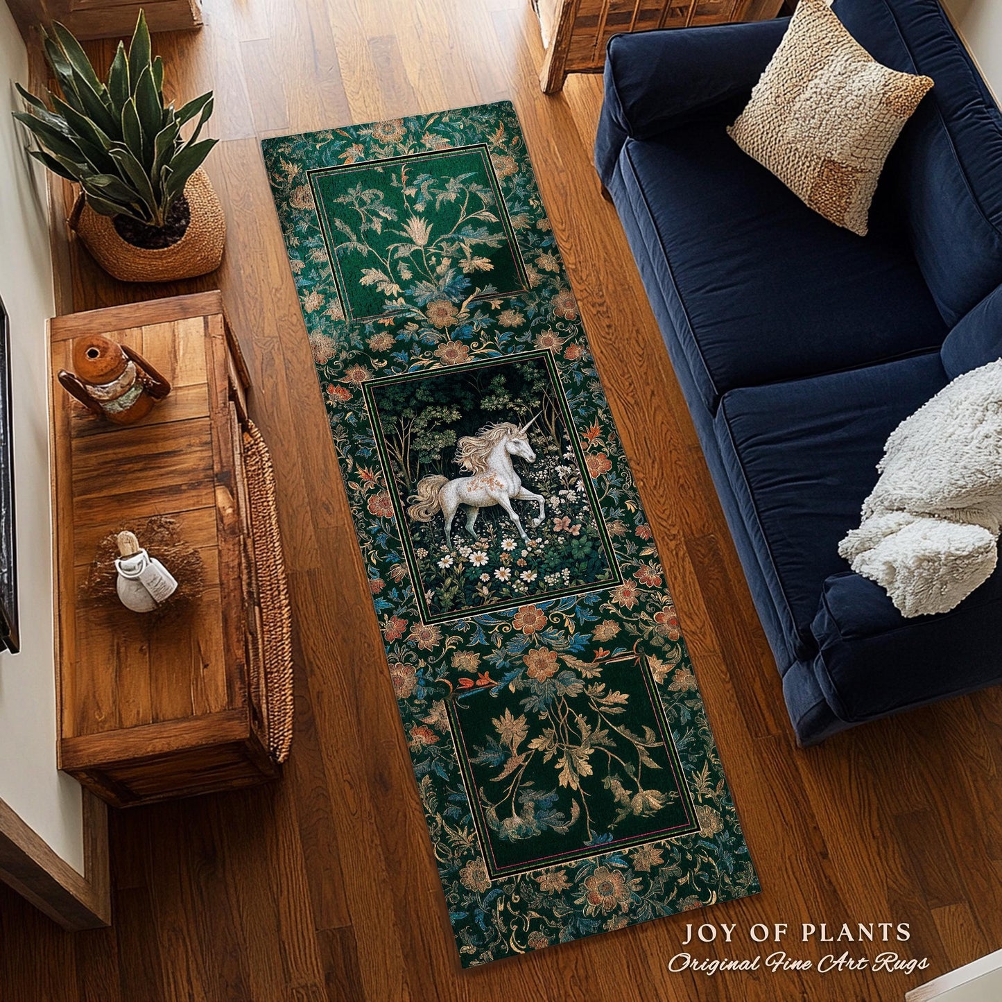 Storybook Aesthetic Mystic Unicorn Rug | Colorful Maximalist Area Rug Whimsical Victorian Fairycore Ethereal Bedroom Rug Medieval Woodland |