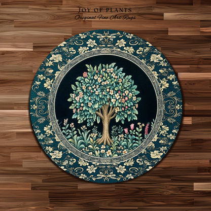 Folklore Forest Storybook Area Rug | Enchanted Floral Botanical Cozy Heritage Tree Vintage Cottagecore Romantic Nature Aesthetic Classic Rug