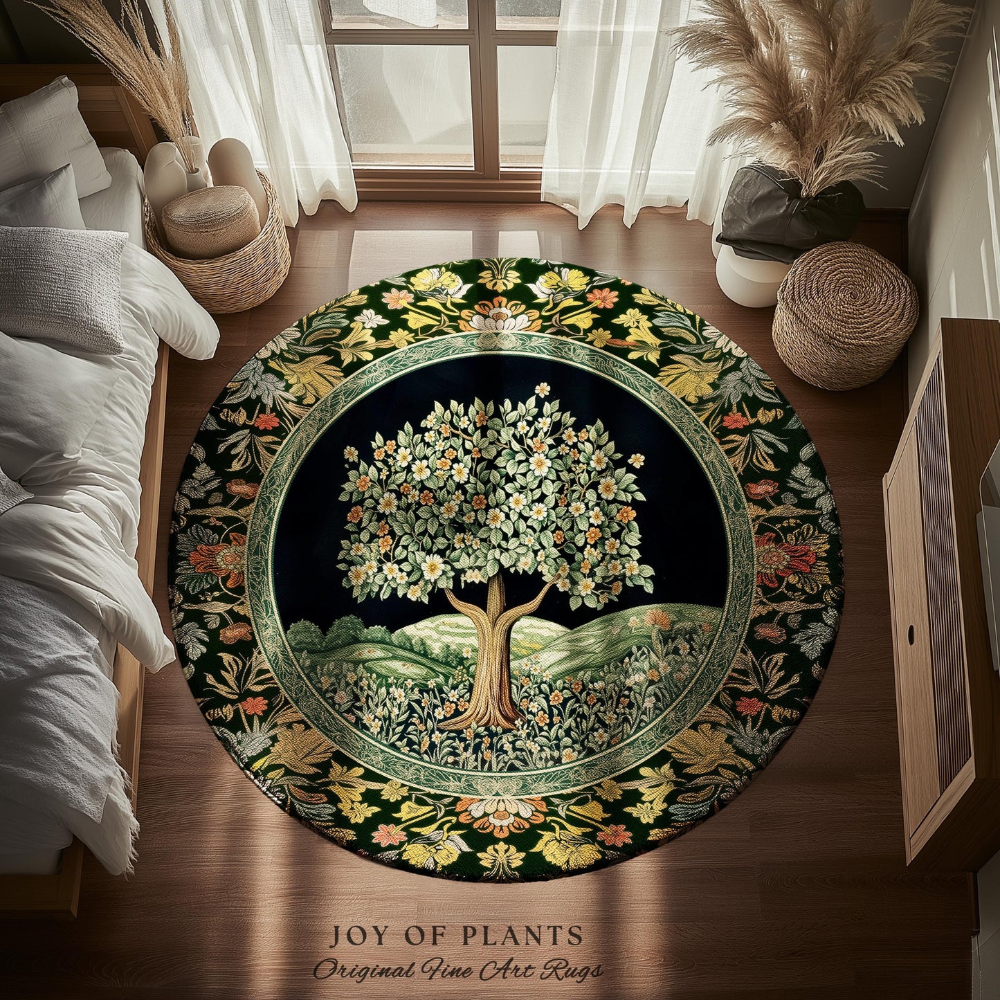 Rustic Fairytale Tree Accent Rug | Cozy Enchanted Nature Romantic Forest Ethereal Vintage Floral Woodland Storybook Dreamy Whimsical Magic