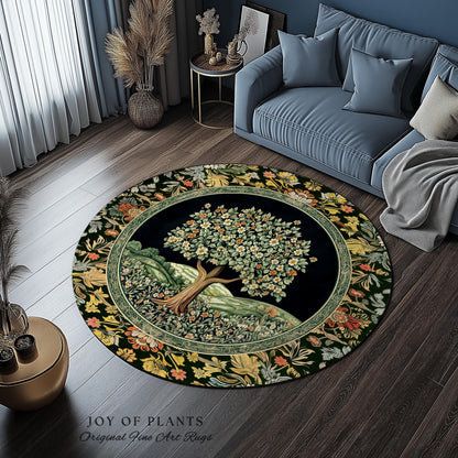 Rustic Fairytale Tree Accent Rug | Cozy Enchanted Nature Romantic Forest Ethereal Vintage Floral Woodland Storybook Dreamy Whimsical Magic