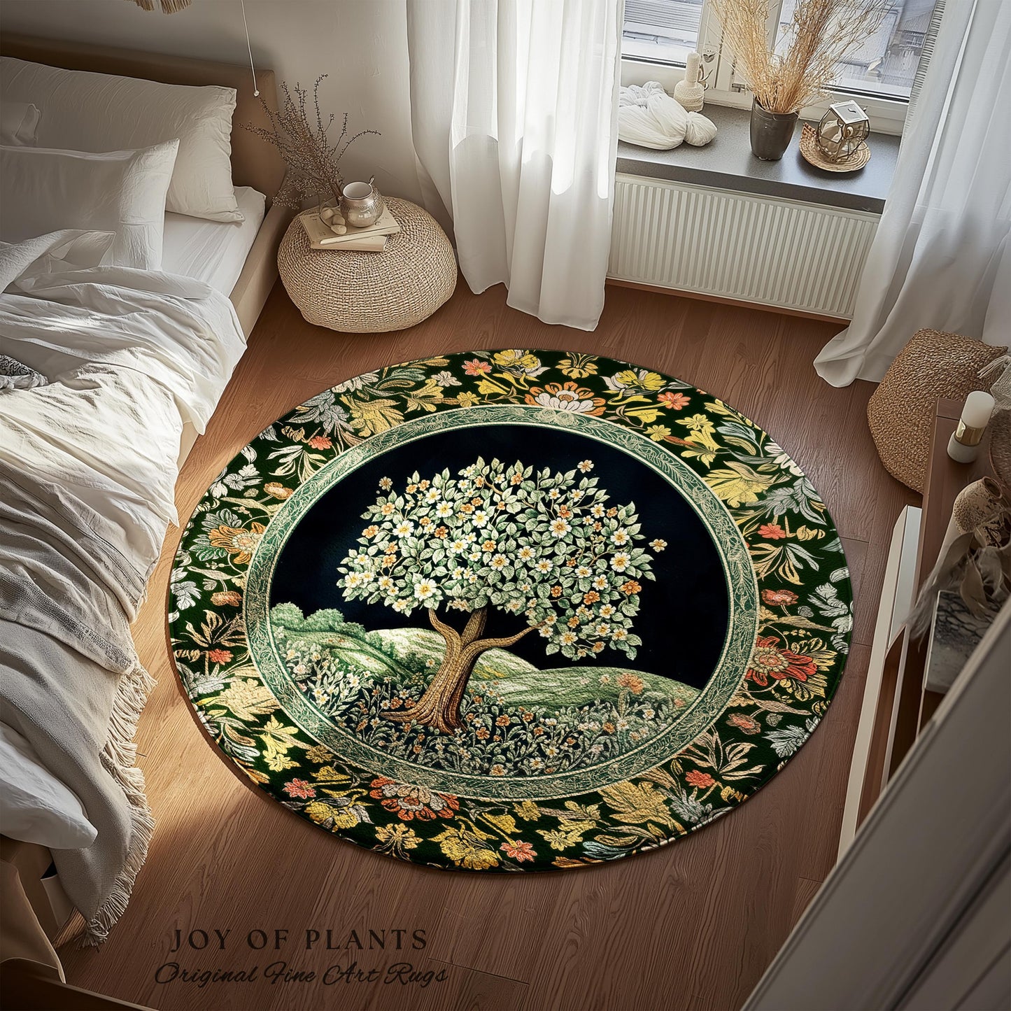 Rustic Fairytale Tree Accent Rug | Cozy Enchanted Nature Romantic Forest Ethereal Vintage Floral Woodland Storybook Dreamy Whimsical Magic