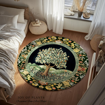 Rustic Fairytale Tree Accent Rug | Cozy Enchanted Nature Romantic Forest Ethereal Vintage Floral Woodland Storybook Dreamy Whimsical Magic