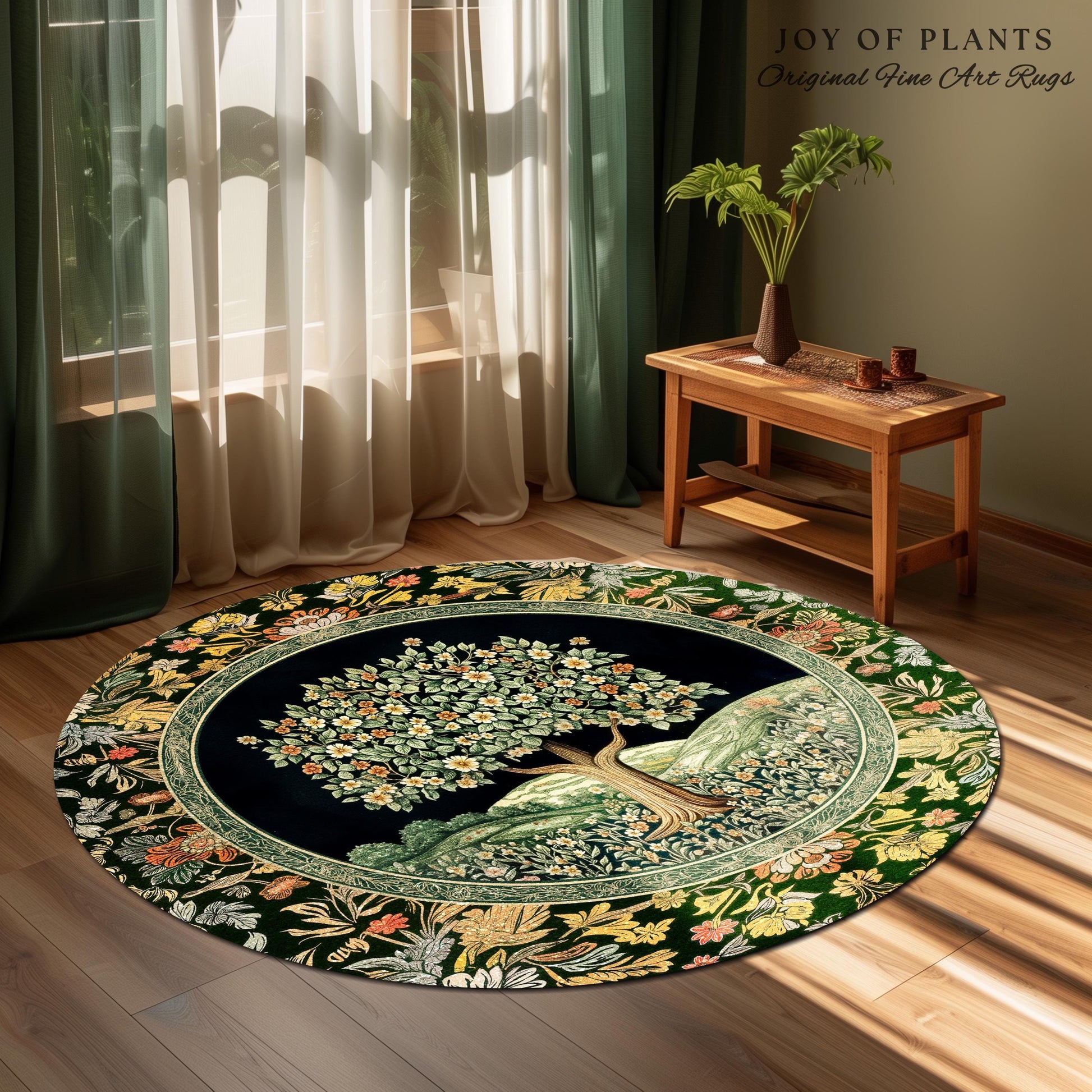 Rustic Fairytale Tree Accent Rug | Cozy Enchanted Nature Romantic Forest Ethereal Vintage Floral Woodland Storybook Dreamy Whimsical Magic