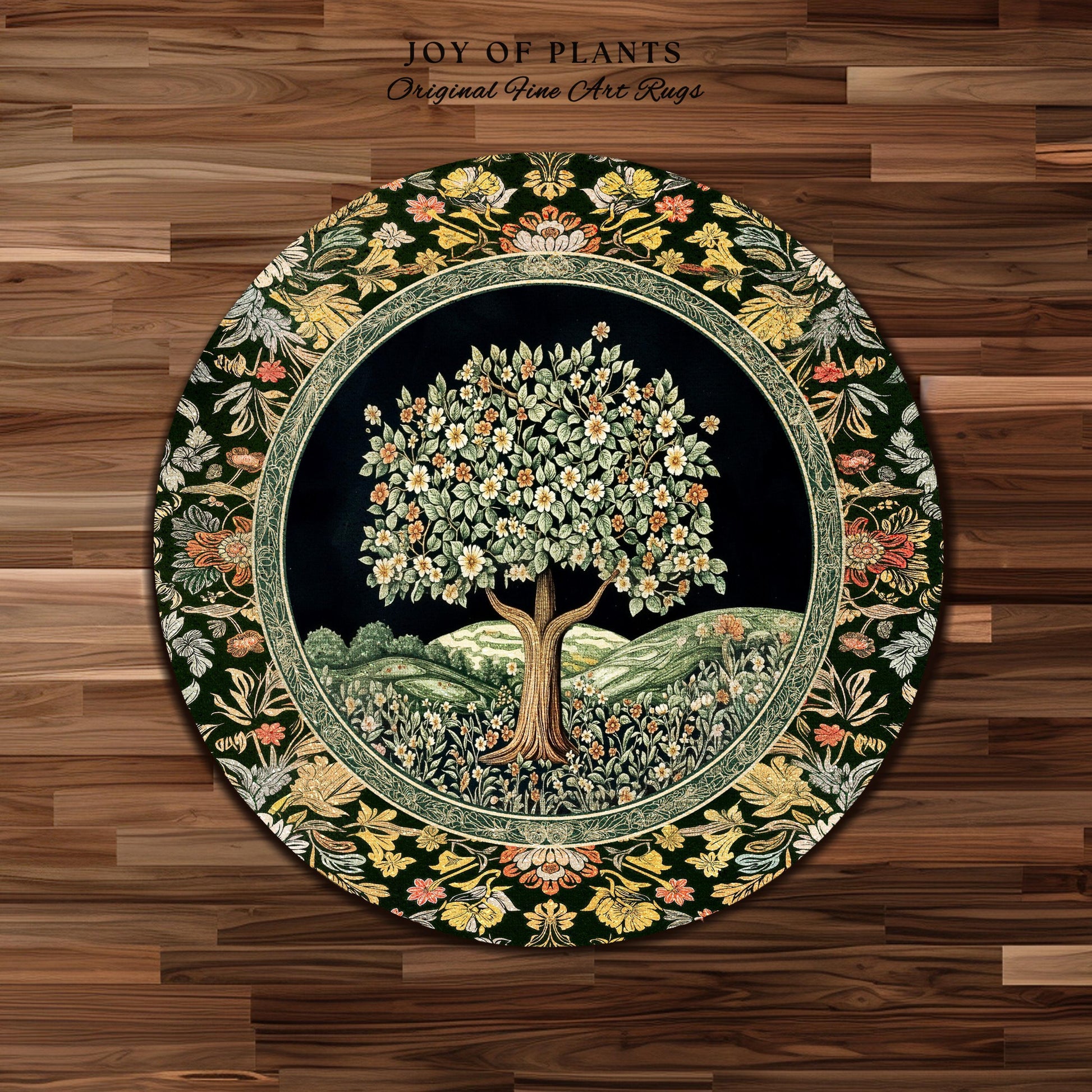 Rustic Fairytale Tree Accent Rug | Cozy Enchanted Nature Romantic Forest Ethereal Vintage Floral Woodland Storybook Dreamy Whimsical Magic