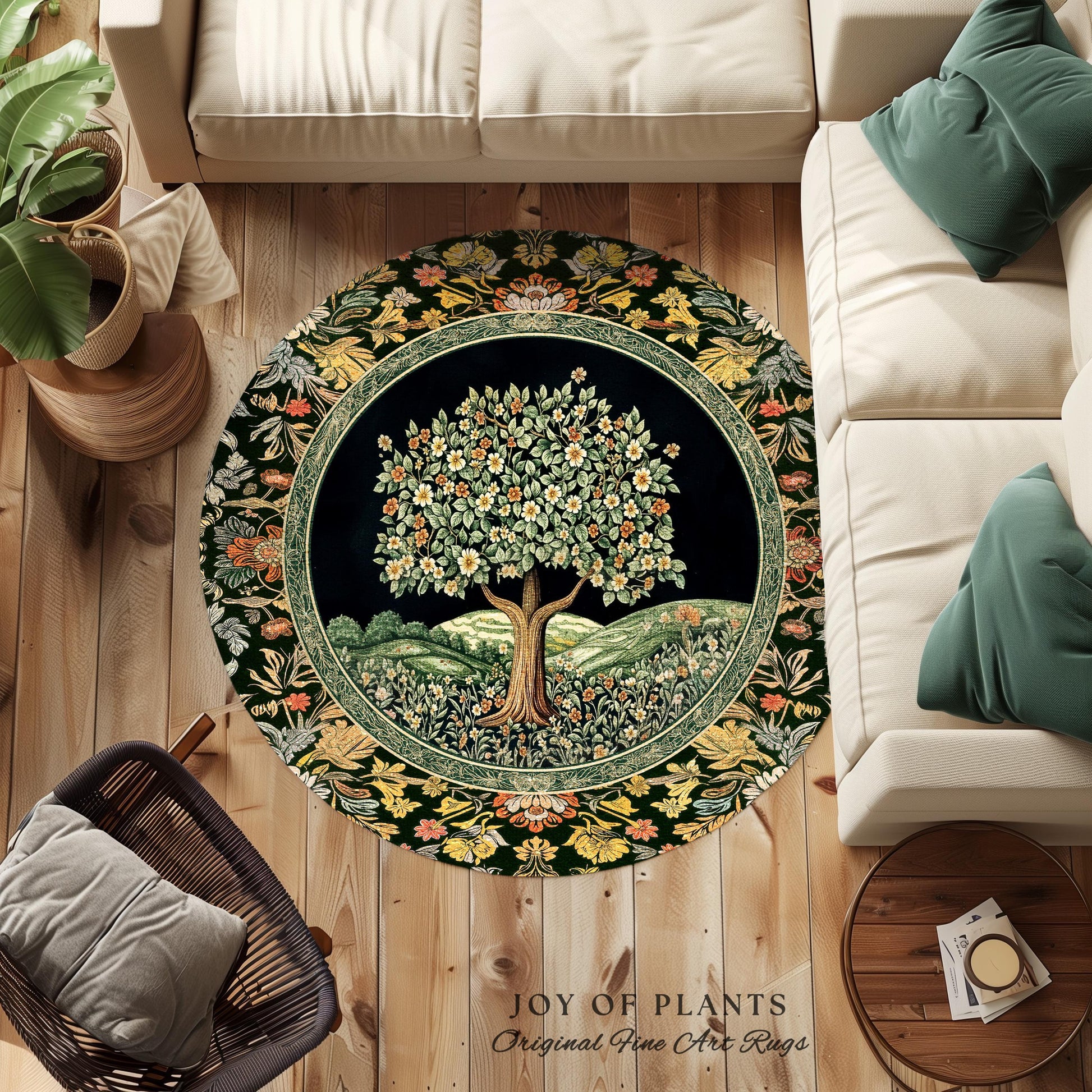 Rustic Fairytale Tree Accent Rug | Cozy Enchanted Nature Romantic Forest Ethereal Vintage Floral Woodland Storybook Dreamy Whimsical Magic
