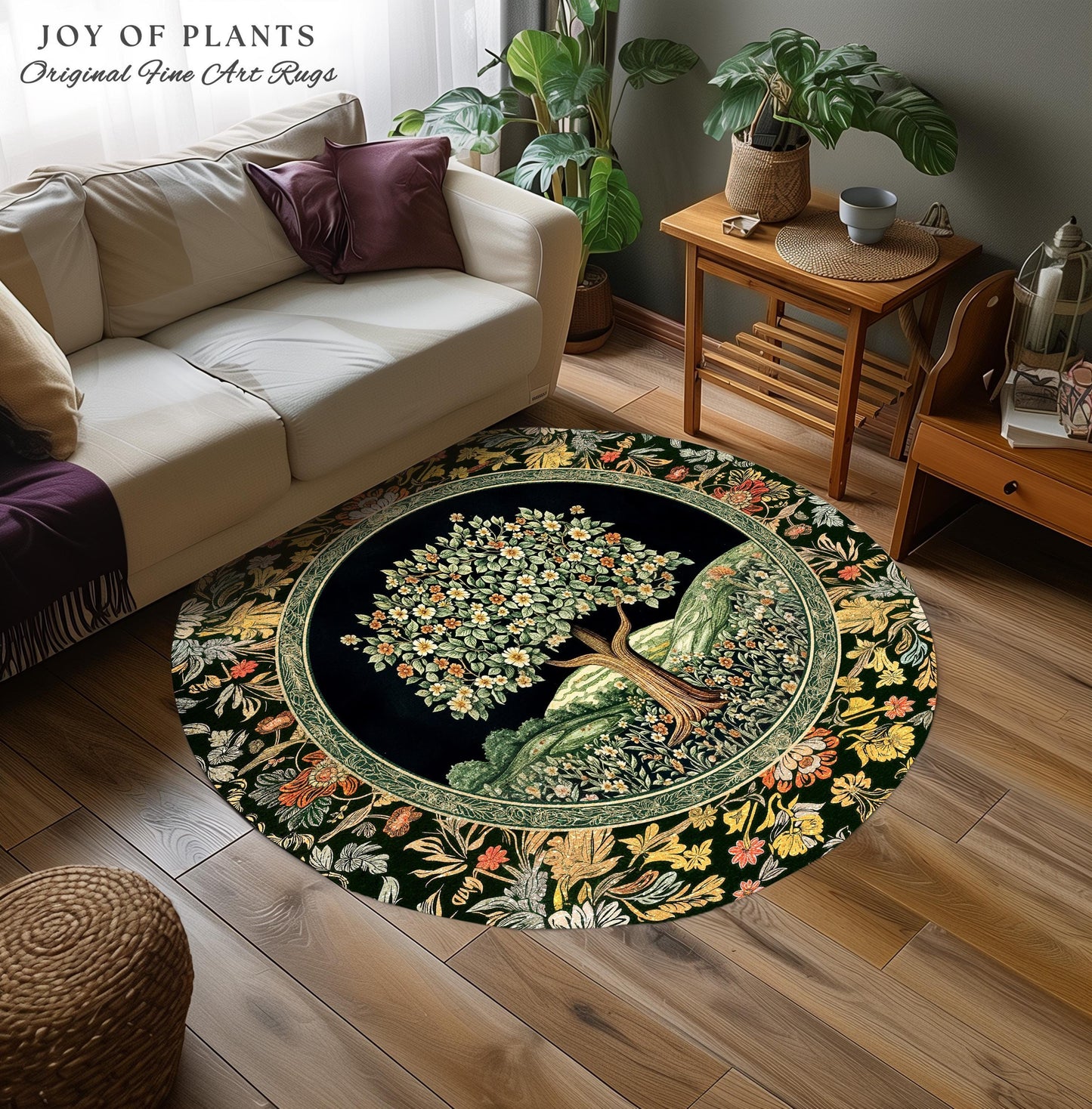 Rustic Fairytale Tree Accent Rug | Cozy Enchanted Nature Romantic Forest Ethereal Vintage Floral Woodland Storybook Dreamy Whimsical Magic
