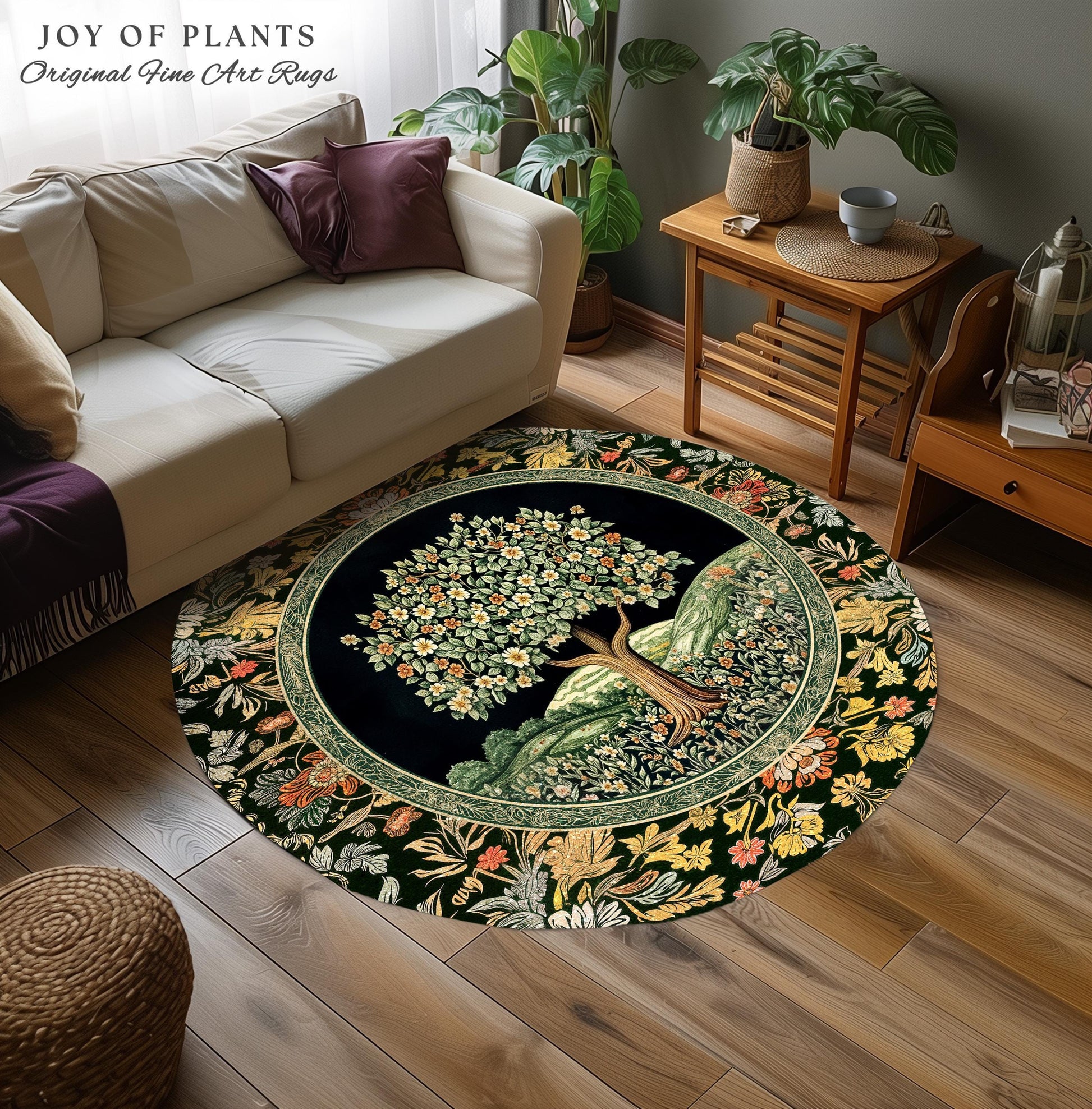 Rustic Fairytale Tree Accent Rug | Cozy Enchanted Nature Romantic Forest Ethereal Vintage Floral Woodland Storybook Dreamy Whimsical Magic