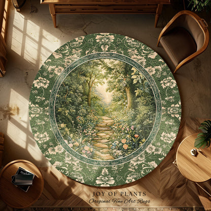 Mystic Garden Fairytale Landscape Area Rug | Fairycore Woodland Nature Lover Book Nook Floor Mat Cozy Earthy Bedroom Decor Whimsical Floral