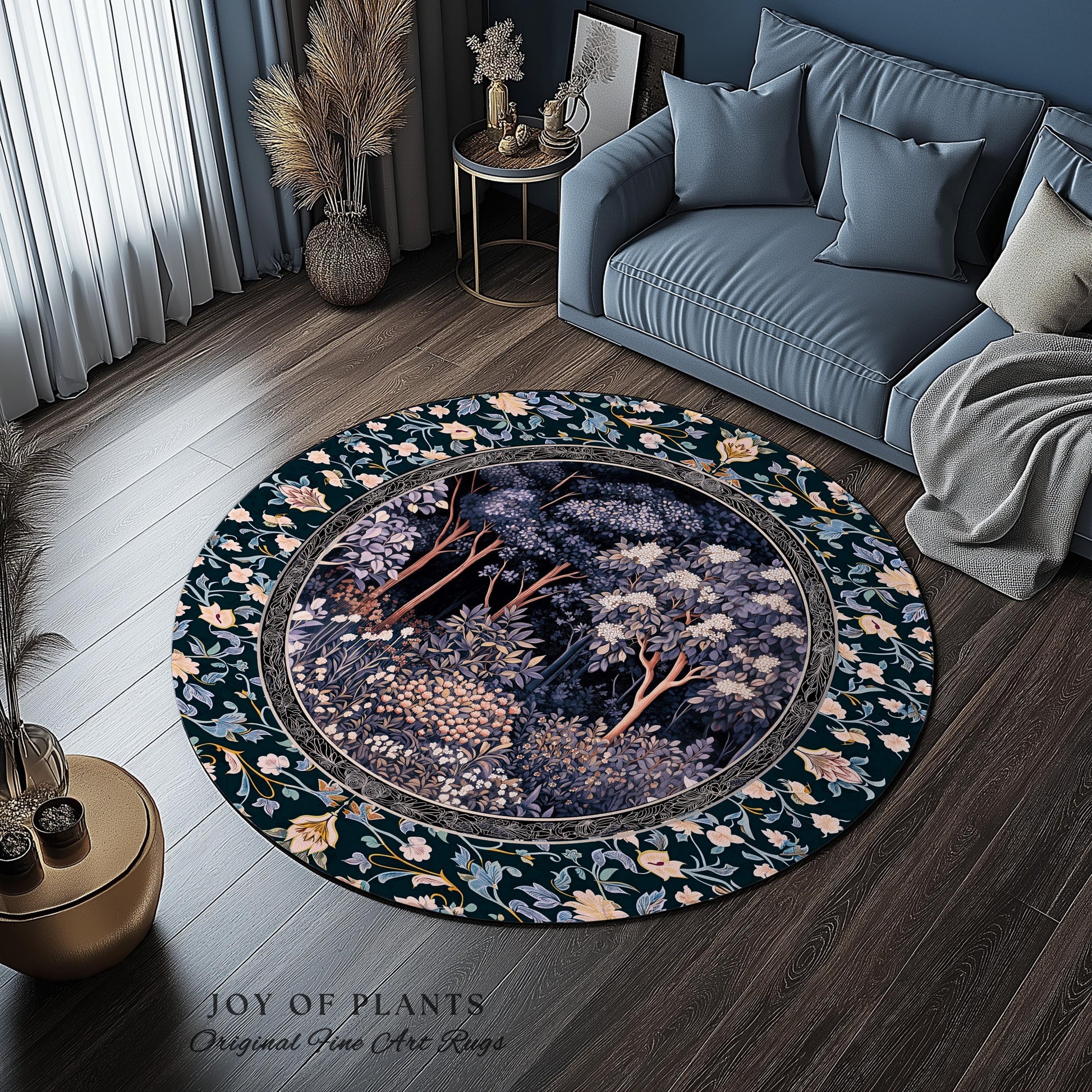 Fairycore Aesthetic Botanical Rug | Dark Academia Ethereal Lavender Purple Area Rug Nature Inspired Woodland Wildflowers Decor Ethereal |