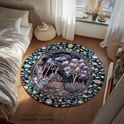 Fairycore Aesthetic Botanical Rug | Dark Academia Ethereal Lavender Purple Area Rug Nature Inspired Woodland Wildflowers Decor Ethereal |