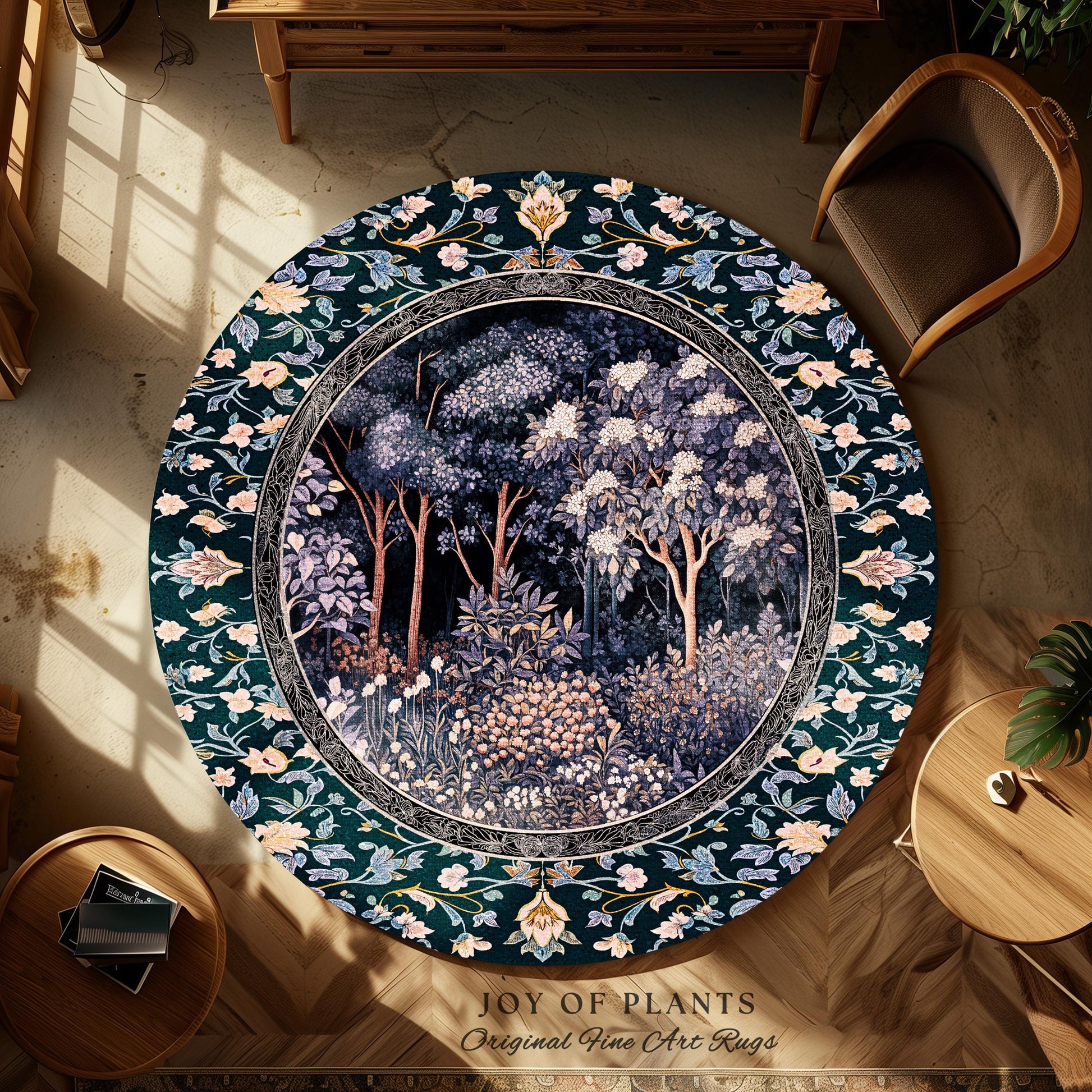 Fairycore Aesthetic Botanical Rug | Dark Academia Ethereal Lavender Purple Area Rug Nature Inspired Woodland Wildflowers Decor Ethereal |