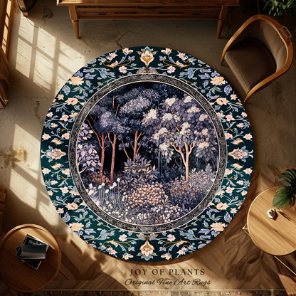 Fairycore Aesthetic Botanical Rug | Dark Academia Ethereal Lavender Purple Area Rug Nature Inspired Woodland Wildflowers Decor Ethereal |