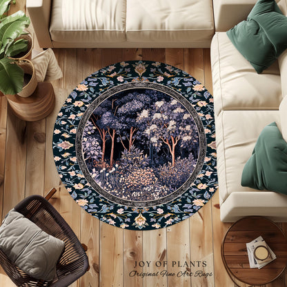 Fairycore Aesthetic Botanical Rug | Dark Academia Ethereal Lavender Purple Area Rug Nature Inspired Woodland Wildflowers Decor Ethereal |