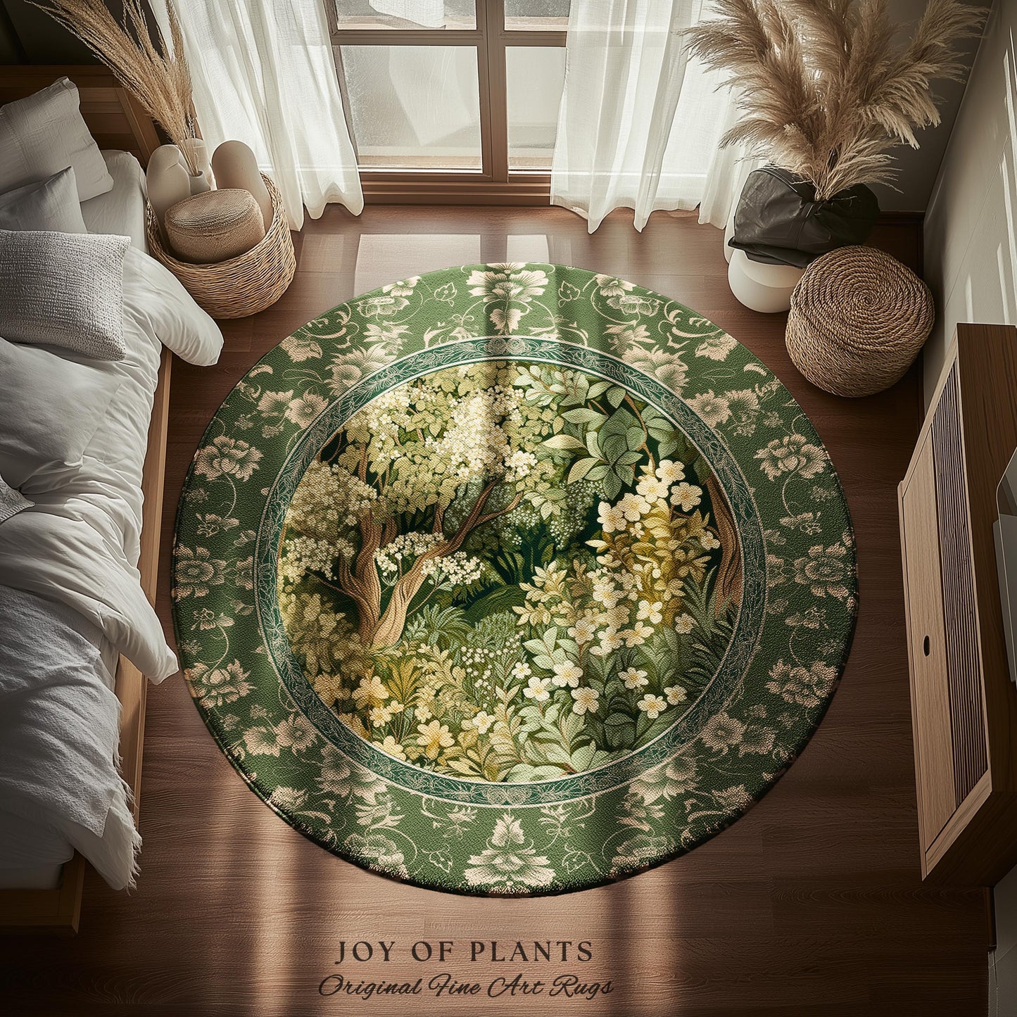 Soft Aesthetics Folklore Area Rug | Fairy Inspired Bedroom Cozy Cottagecore Room Decor Ethereal Nature Aesthetic Sage Green Indie Accent Rug