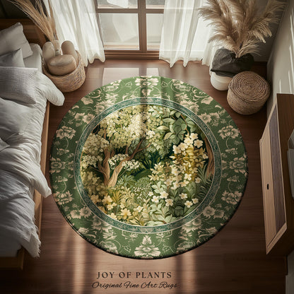 Soft Aesthetics Folklore Area Rug | Fairy Inspired Bedroom Cozy Cottagecore Room Decor Ethereal Nature Aesthetic Sage Green Indie Accent Rug