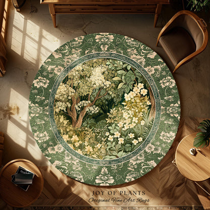 Soft Aesthetics Folklore Area Rug | Fairy Inspired Bedroom Cozy Cottagecore Room Decor Ethereal Nature Aesthetic Sage Green Indie Accent Rug