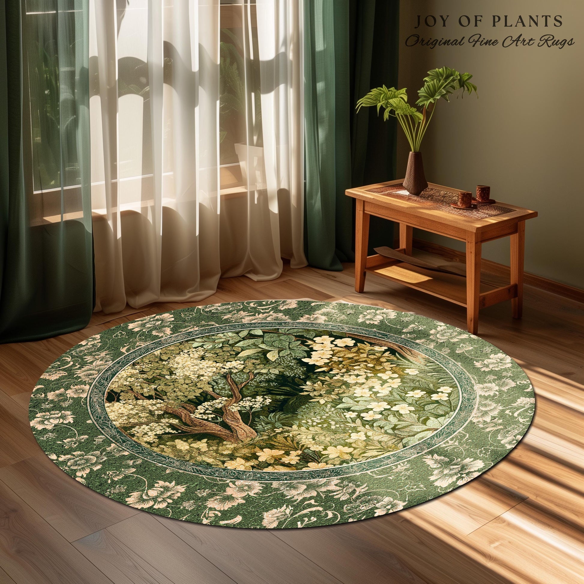 Soft Aesthetics Folklore Area Rug | Fairy Inspired Bedroom Cozy Cottagecore Room Decor Ethereal Nature Aesthetic Sage Green Indie Accent Rug