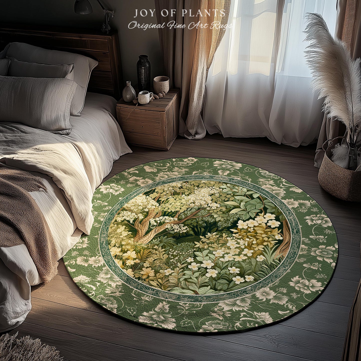 Soft Aesthetics Folklore Area Rug | Fairy Inspired Bedroom Cozy Cottagecore Room Decor Ethereal Nature Aesthetic Sage Green Indie Accent Rug