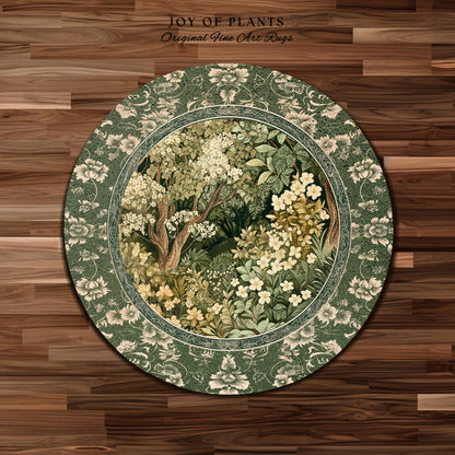 Soft Aesthetics Folklore Area Rug | Fairy Inspired Bedroom Cozy Cottagecore Room Decor Ethereal Nature Aesthetic Sage Green Indie Accent Rug