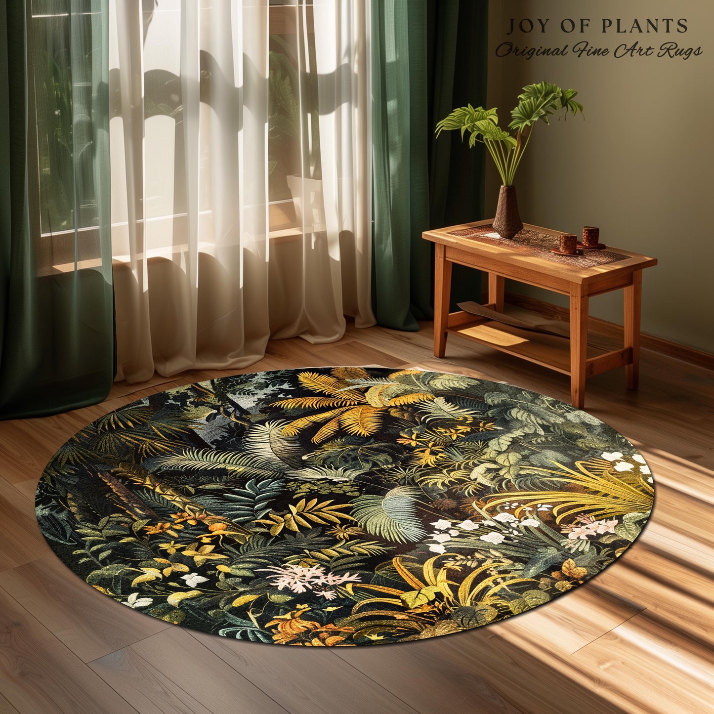 Earthy Colors Tropical Leaves Area Rug | Jungle Theme Bedroom Decor Whimsical Botanical Living Room Forest Floor Abstract House Plant Rug |
