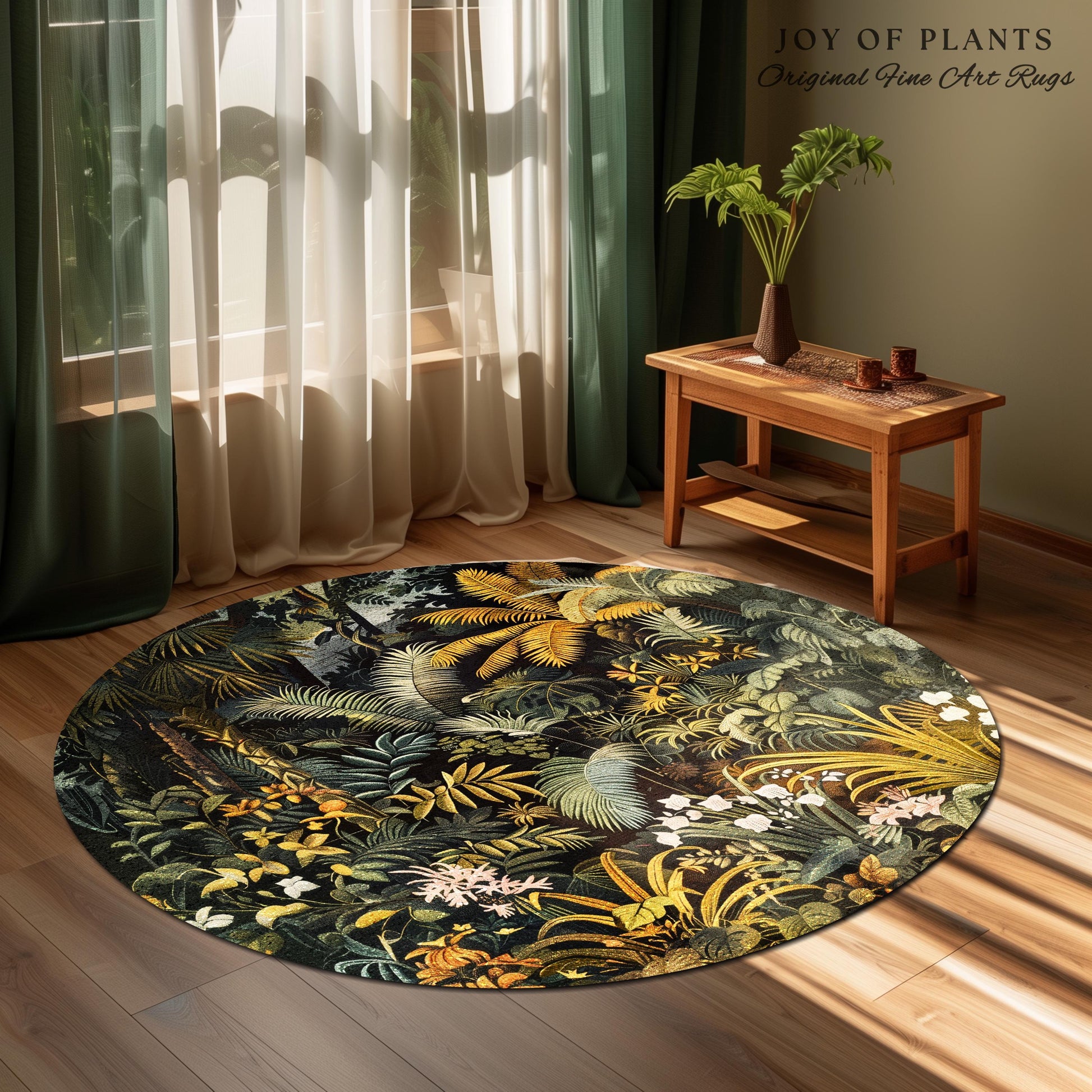 Earthy Colors Tropical Leaves Area Rug | Jungle Theme Bedroom Decor Whimsical Botanical Living Room Forest Floor Abstract House Plant Rug |