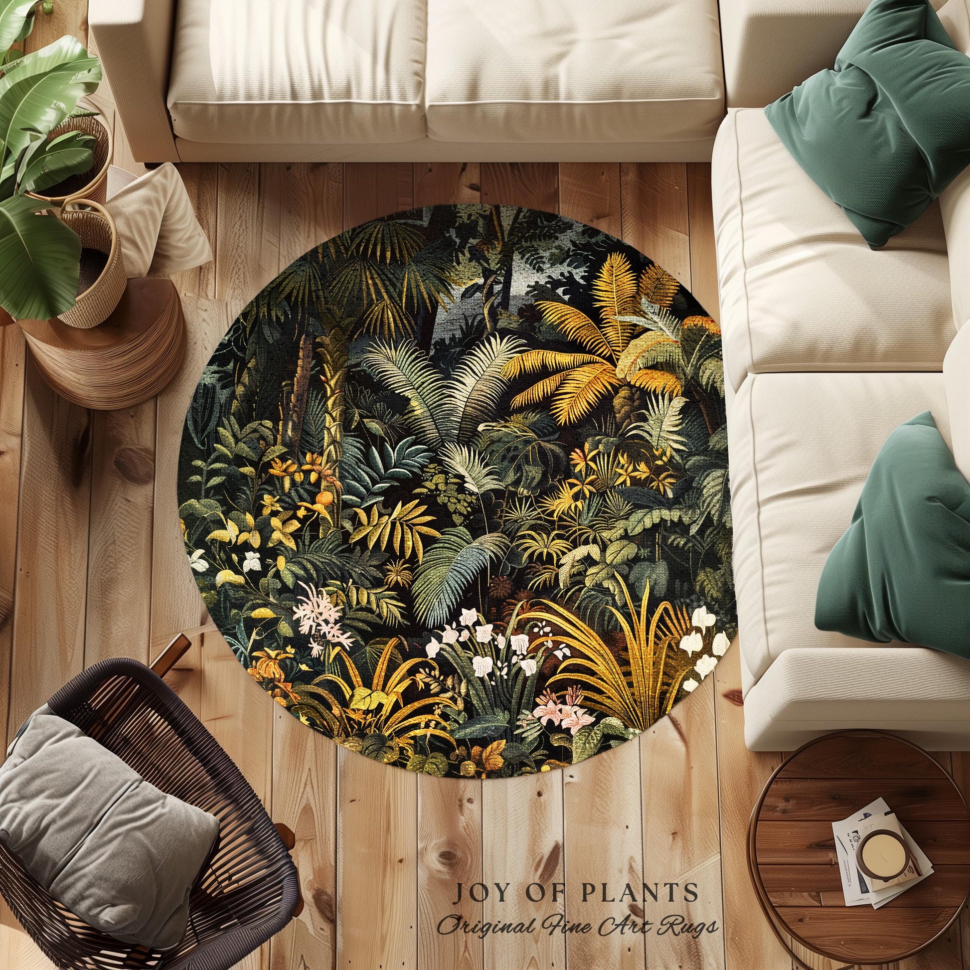 Earthy Colors Tropical Leaves Area Rug | Jungle Theme Bedroom Decor Whimsical Botanical Living Room Forest Floor Abstract House Plant Rug |