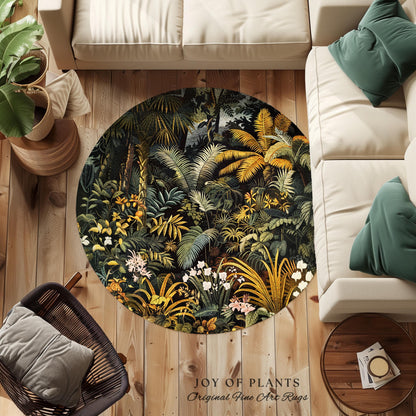 Earthy Colors Tropical Leaves Area Rug | Jungle Theme Bedroom Decor Whimsical Botanical Living Room Forest Floor Abstract House Plant Rug |