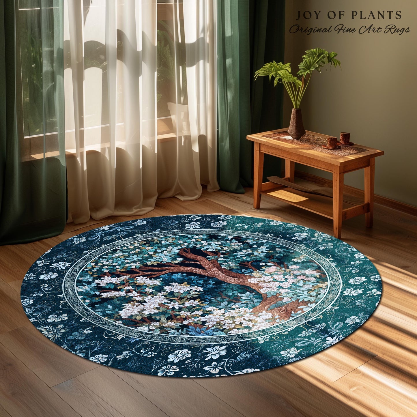 Bohemian Tree Rug Magical Aesthetic | Folklore Room Decor Ethereal Area Rug Nature Inspired Woodland Magic Wildflower Fairy Inspired Bedroom