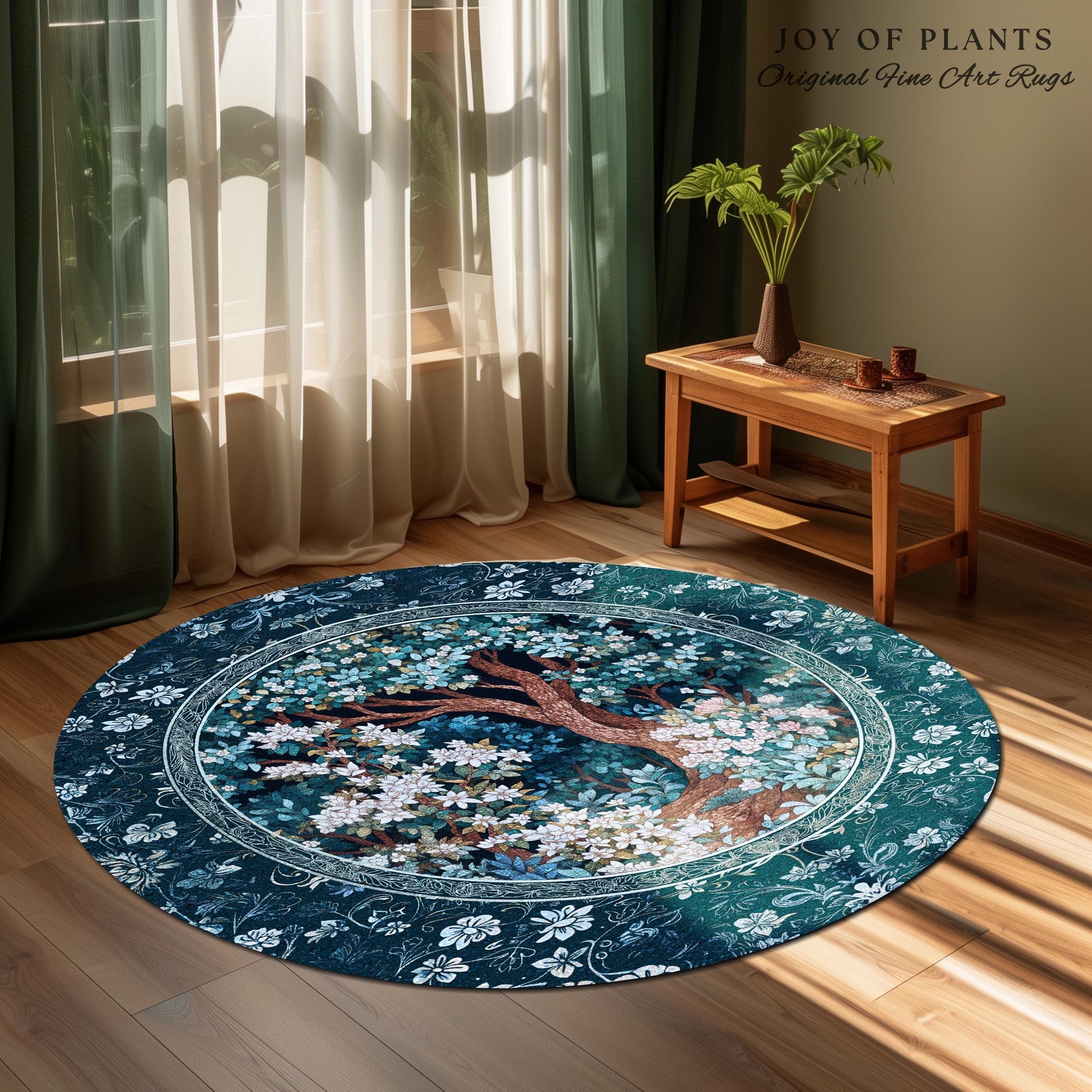Bohemian Tree Rug Magical Aesthetic | Folklore Room Decor Ethereal Area Rug Nature Inspired Woodland Magic Wildflower Fairy Inspired Bedroom