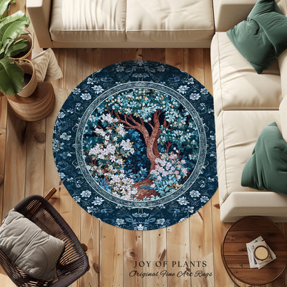 Bohemian Tree Rug Magical Aesthetic | Folklore Room Decor Ethereal Area Rug Nature Inspired Woodland Magic Wildflower Fairy Inspired Bedroom