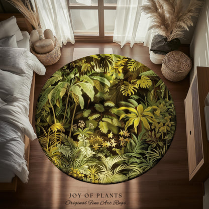 Moody Botanical Jungle Leaves Rug | Eclectic Green Maximalist Bedroom Decor Whimsigoth Vintage Botanical Nature Living Room Forest Theme |