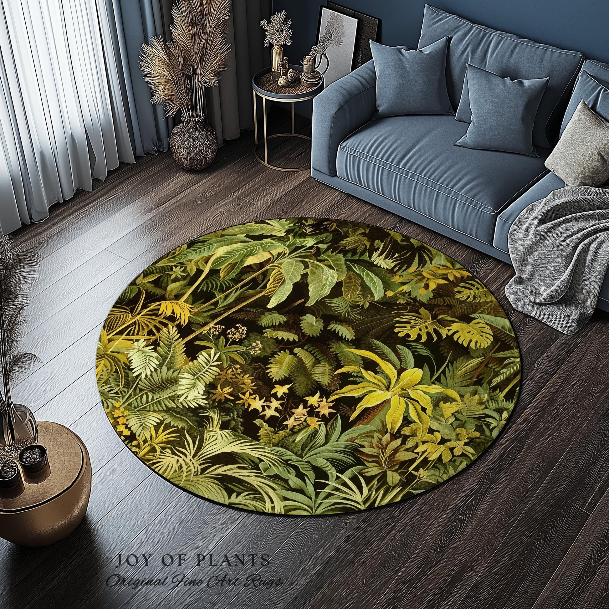 Moody Botanical Jungle Leaves Rug | Eclectic Green Maximalist Bedroom Decor Whimsigoth Vintage Botanical Nature Living Room Forest Theme |