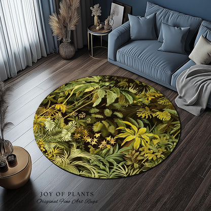 Moody Botanical Jungle Leaves Rug | Eclectic Green Maximalist Bedroom Decor Whimsigoth Vintage Botanical Nature Living Room Forest Theme |