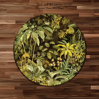 Moody Botanical Jungle Leaves Rug | Eclectic Green Maximalist Bedroom Decor Whimsigoth Vintage Botanical Nature Living Room Forest Theme |