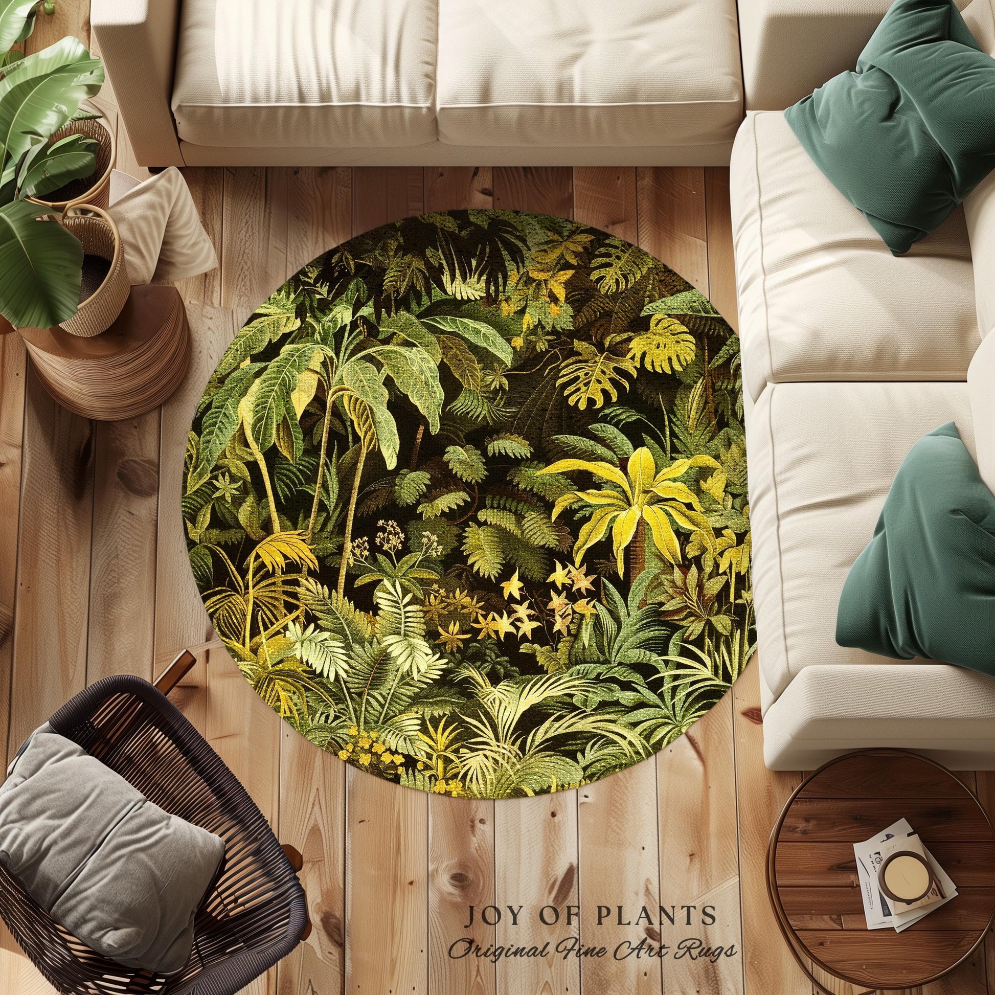Moody Botanical Jungle Leaves Rug | Eclectic Green Maximalist Bedroom Decor Whimsigoth Vintage Botanical Nature Living Room Forest Theme |