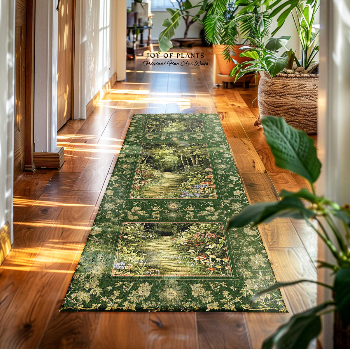 Natural Plants Ethereal Folklore Area Rug | Woodland Fairy Inspired Nature Lover Bedroom Cozy Earthy Bedroom Decor Mystical Floral Landscape