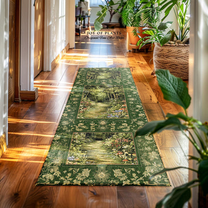 Natural Plants Ethereal Folklore Area Rug | Woodland Fairy Inspired Nature Lover Bedroom Cozy Earthy Bedroom Decor Mystical Floral Landscape