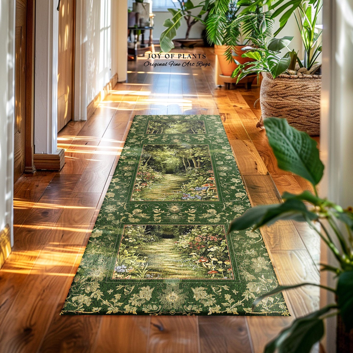 Natural Plants Ethereal Folklore Area Rug | Woodland Fairy Inspired Nature Lover Bedroom Cozy Earthy Bedroom Decor Mystical Floral Landscape