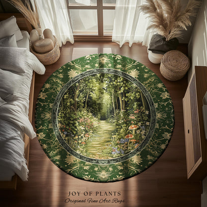 Natural Plants Ethereal Folklore Area Rug | Woodland Fairy Inspired Nature Lover Bedroom Cozy Earthy Bedroom Decor Mystical Floral Landscape