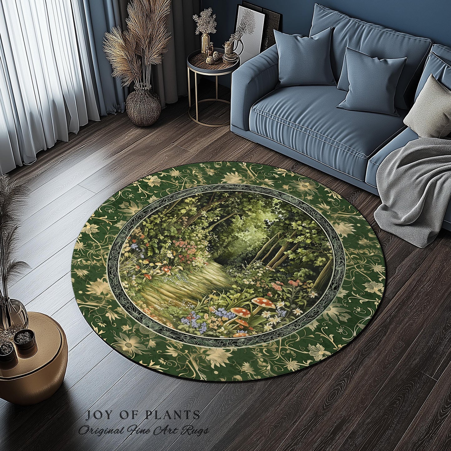 Natural Plants Ethereal Folklore Area Rug | Woodland Fairy Inspired Nature Lover Bedroom Cozy Earthy Bedroom Decor Mystical Floral Landscape