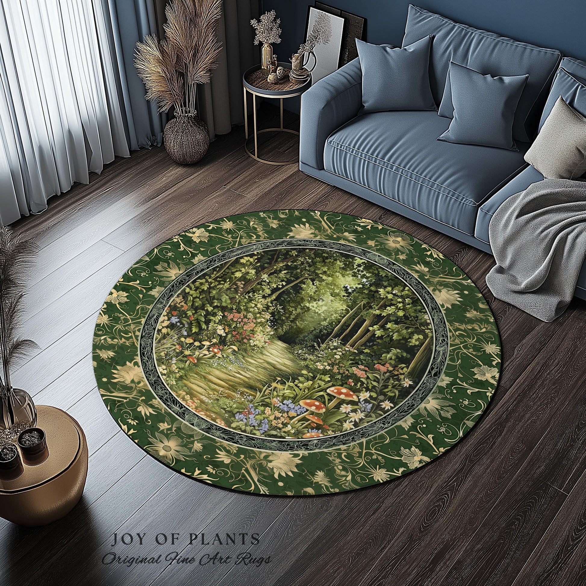 Natural Plants Ethereal Folklore Area Rug | Woodland Fairy Inspired Nature Lover Bedroom Cozy Earthy Bedroom Decor Mystical Floral Landscape