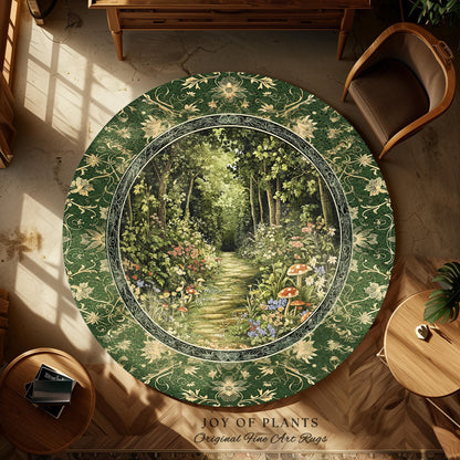 Natural Plants Ethereal Folklore Area Rug | Woodland Fairy Inspired Nature Lover Bedroom Cozy Earthy Bedroom Decor Mystical Floral Landscape