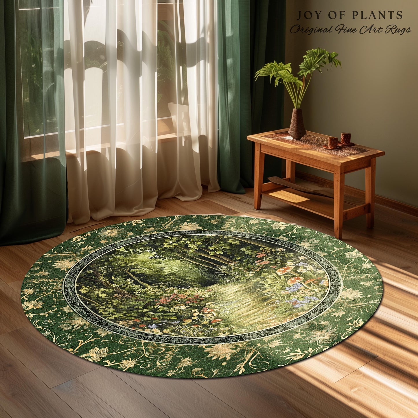Natural Plants Ethereal Folklore Area Rug | Woodland Fairy Inspired Nature Lover Bedroom Cozy Earthy Bedroom Decor Mystical Floral Landscape