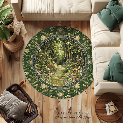 Natural Plants Ethereal Folklore Area Rug | Woodland Fairy Inspired Nature Lover Bedroom Cozy Earthy Bedroom Decor Mystical Floral Landscape