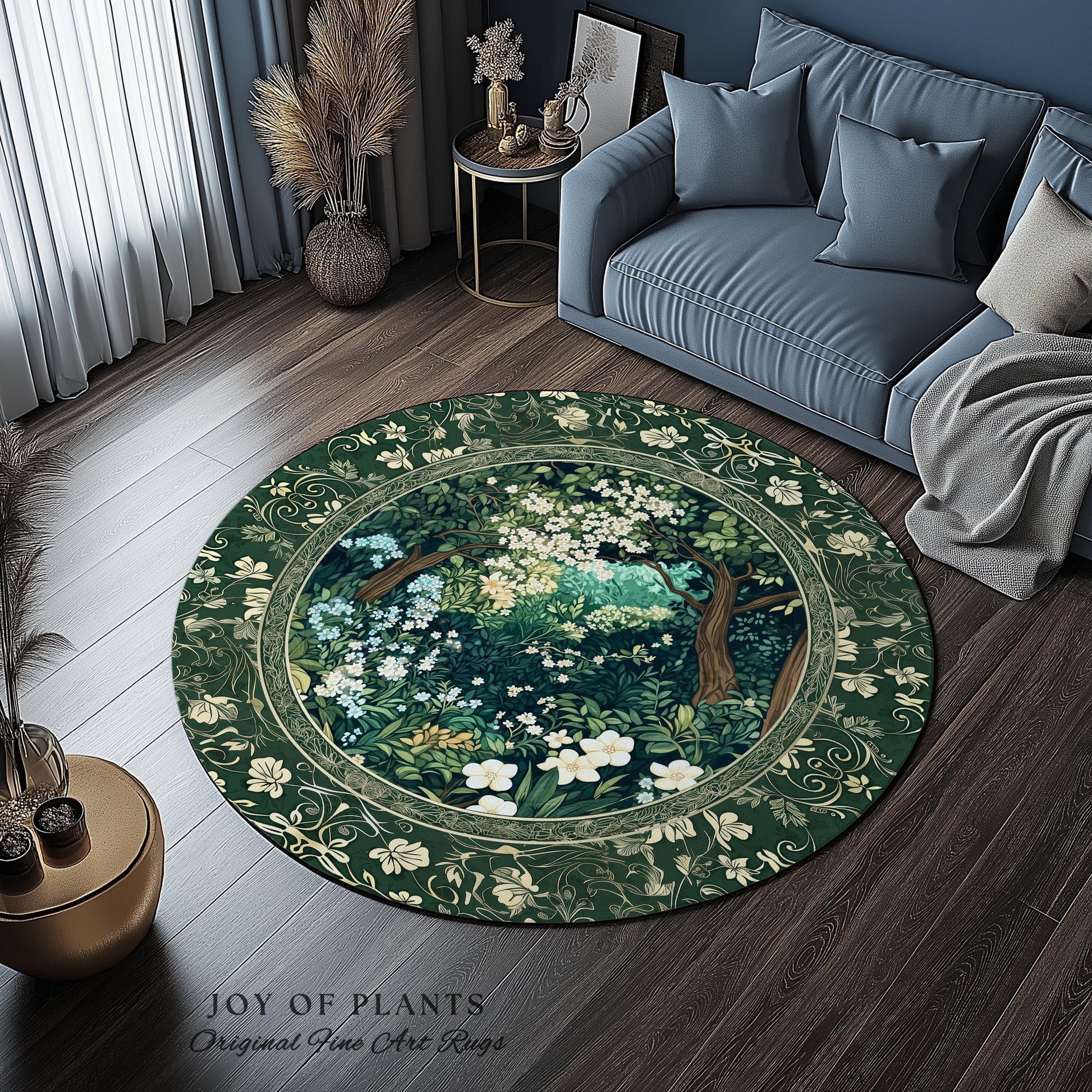 Botanical Aesthetic Forest Accent Rug | Dark Cottagecore Folklore Inspired Room Decor Ethereal Aesthetic Area Rug Fairycore Bedroom Mystical