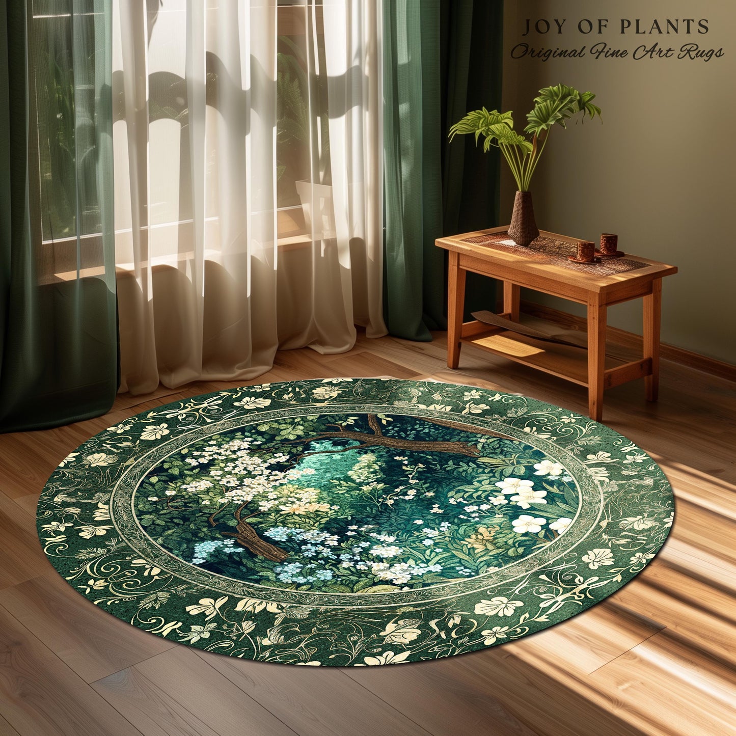 Botanical Aesthetic Forest Accent Rug | Dark Cottagecore Folklore Inspired Room Decor Ethereal Aesthetic Area Rug Fairycore Bedroom Mystical
