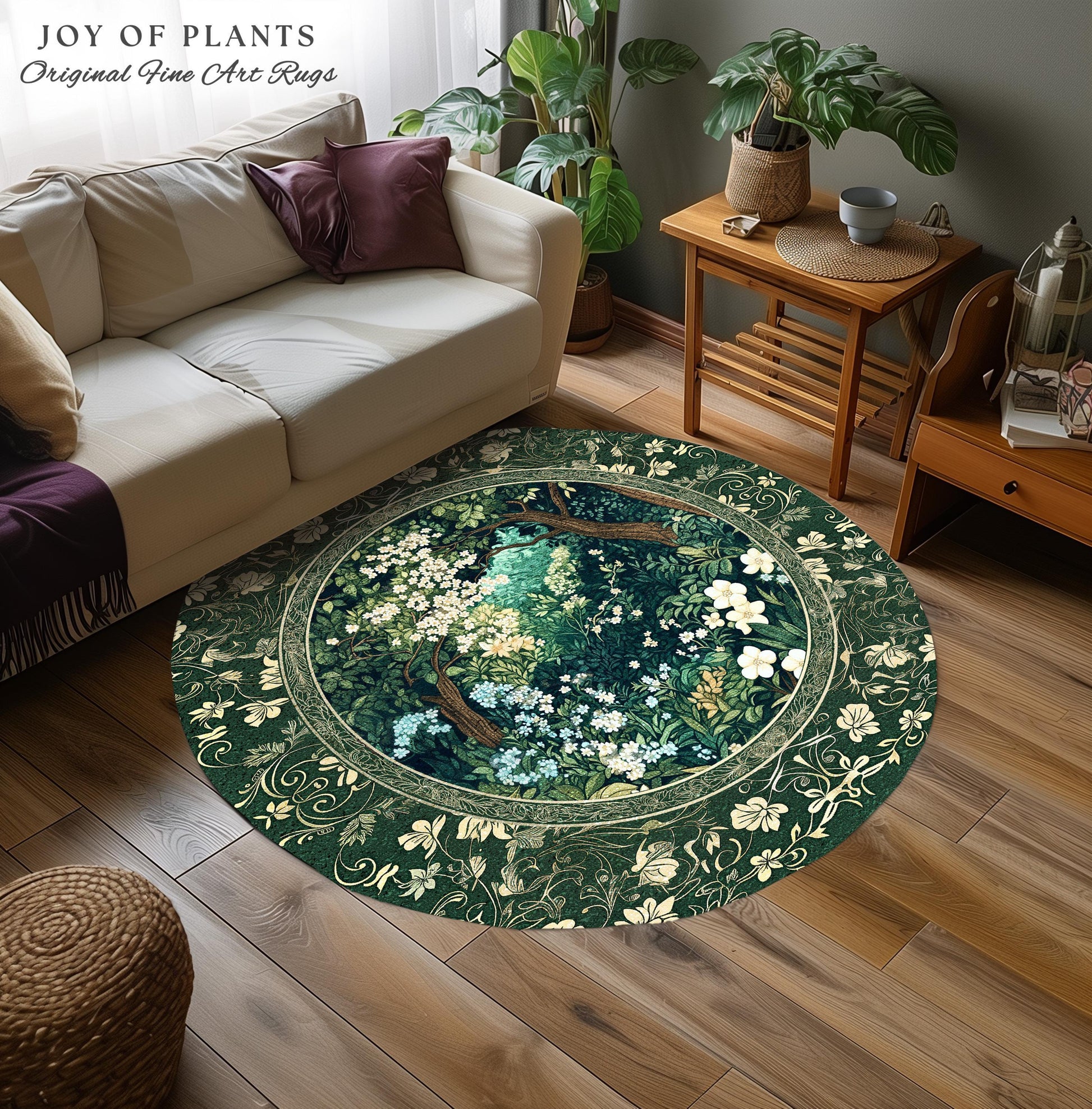 Botanical Aesthetic Forest Accent Rug | Dark Cottagecore Folklore Inspired Room Decor Ethereal Aesthetic Area Rug Fairycore Bedroom Mystical