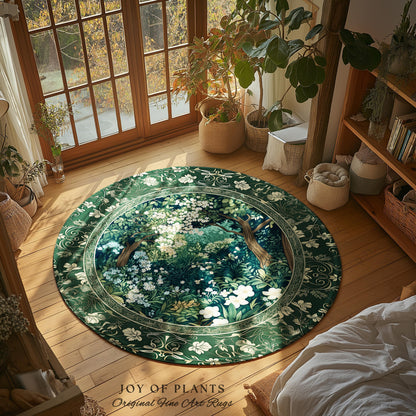 Botanical Aesthetic Forest Accent Rug | Dark Cottagecore Folklore Inspired Room Decor Ethereal Aesthetic Area Rug Fairycore Bedroom Mystical